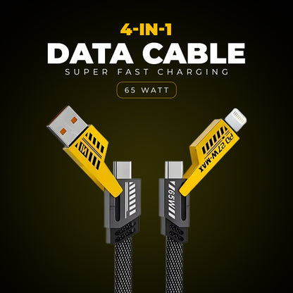 PowerHub 4-in-1 | 65W Fast Charging Cable for All Devices – Tangle-Free